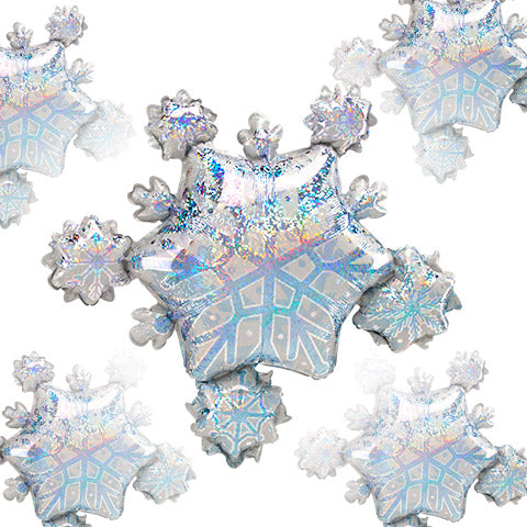 32in Snowflake Cluster - Prismatic Foil Balloon - Pack of 5