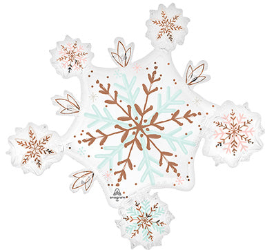 32in Satin Winter Wonderland SNOWFLAKE - IRP - SuperShaped  Foil Balloon