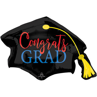 31in Congrats GRAD Red & Blue - SuperShape Foil Balloon (Pkg)