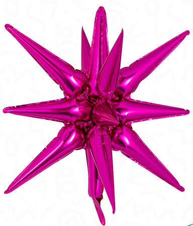 22in HOT PINK Starburst - Foil Balloon - IRP - One Inflation Point