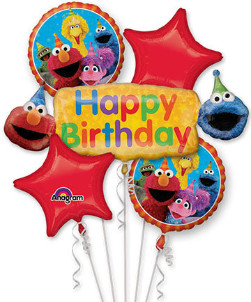 SESAME STREET Birthday Fun - Bouquet - Comes with 5 Balloons