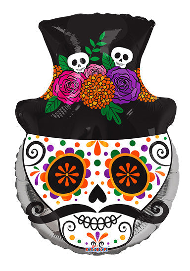 20in Catrin Skull - Day of the Dead Foil Balloon - Pack of 5