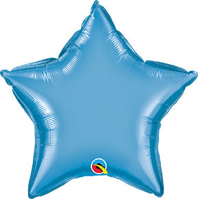 20in CHROME BLUE STAR Shaped - Pack of 10 - Qualatex Foil Balloon