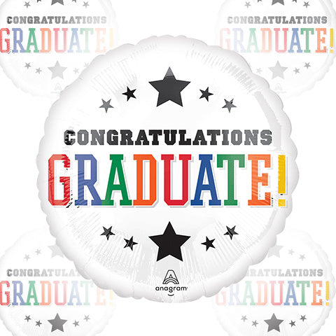 28in Congratulation GRAD Brights - Round Jumbo Foil Balloon - Pack of 5