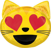 22in Emoticon Cat LOVE - SuperShape Foil Balloon (PKG)