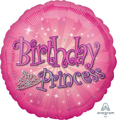 BIRTHDAY Princess- Standard HX - Round Foil Balloon - Pack of 10