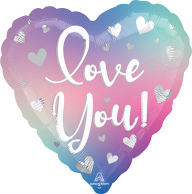 LOVE YOU Filtered Ombre - Standard HX - Heart Shaped Foil Balloon (PKG)