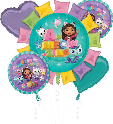 GABBY'S DOLLHOUSE Balloon Bouquet - Bouquet of 5 Balloons