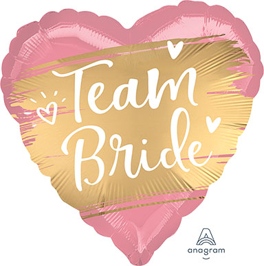 18in Satin Gold Team Bride - Standard HX - Heart Shape Foil Balloon (PKG)