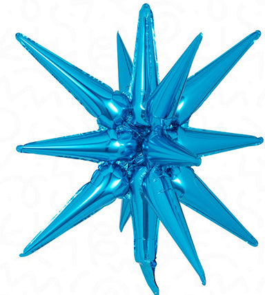 22in BLUE Starburst - Foil Balloon - IRP - One Inflation Point