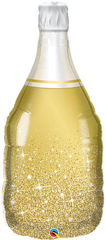 39in Golden BUBBLY Wine Bottle (Pkg) Foil Balloon