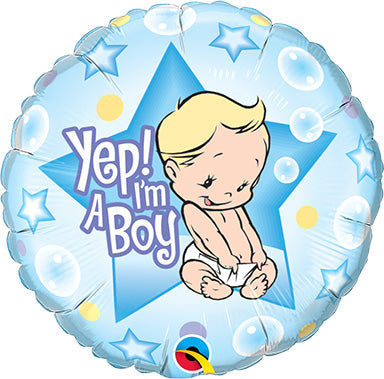 18in YEP! I'm A BOY - Foil Balloon - Pack of 10