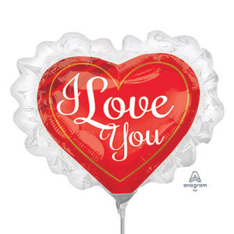 14in LOVE YOU Ruffle Mini Shape Foil Balloon - AirFill & Heat Seal ONLY