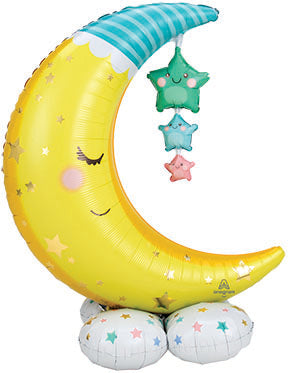 55in AirLoonz Moon and Stars Foil Multi-Balloon (PKG)