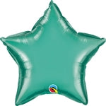 20in CHROME GREEN STAR Shaped - Pack of 10 - Qualatex Foil Balloon