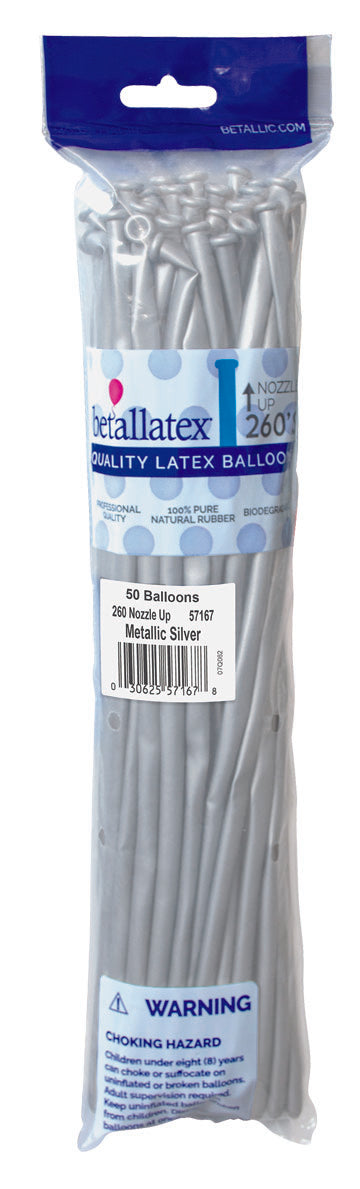 260b METALLIC SILVER - Nozzle Up Betallatex/Sempertex (50ct)