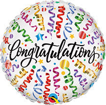 18in CONGRATULATIONS Streamers - Round Foil Balloon (PKG)