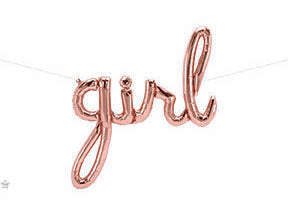 37in GIRL Script - ROSE GOLD - Pkgd Foil Balloon - Air Fill ONLY