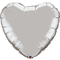 36in SILVER Heart Qualatex Foil Balloons - Pack of 5