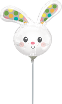 14in Spotted BUNNY Head (PK10) - Mini Shape Foil Balloon - Air Fill & Heat Seal