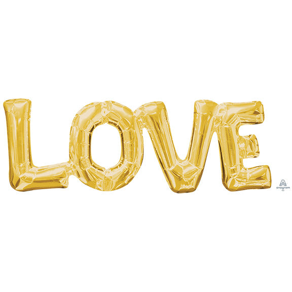 LOVE - Phrase GOLD (PKG) 25inx9in - Air-fill Valved