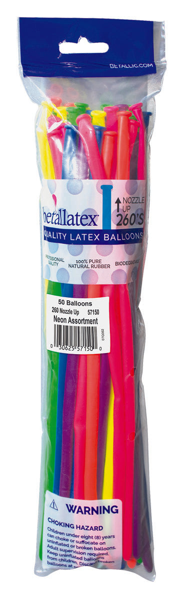 260b NEON ASSORTMENT - Nozzle Up Betallatex/Sempertex (50ct)