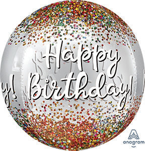 Happy BIRTHDAY Sequins ORBZ CLEAR Balloon (PKG)