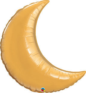 35in GOLD Crescent MOON - Foil Balloons - Package of 5