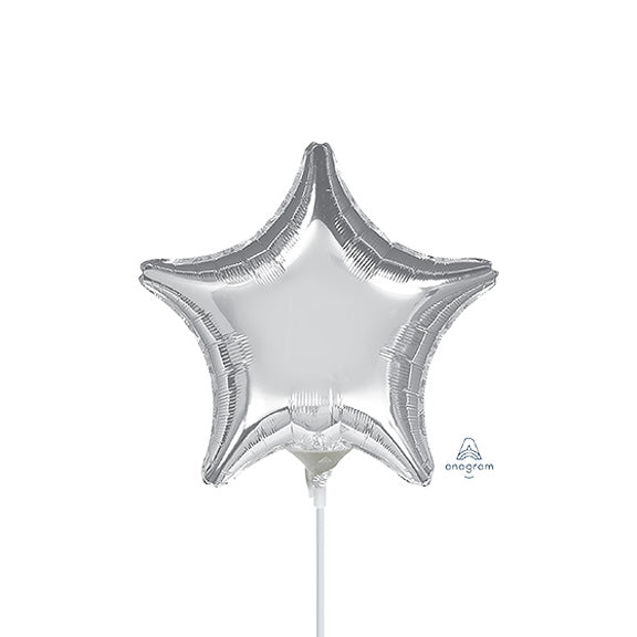 9in SILVER STAR - Shaped Foil Balloon ANAGRAM - Pack of 100