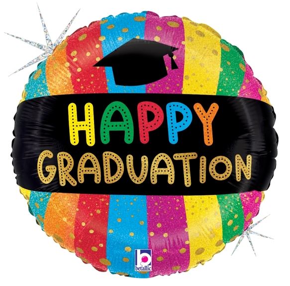 18in Colorful GRADUATION - Round Holographic Foil Balloon