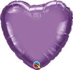 18in CHROME PURPLE HEART - Pack of 10 -Shaped Qualatex Foil Balloon