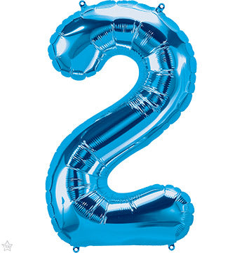 34in Number 2 - BLUE - Pkgd Foil Balloon