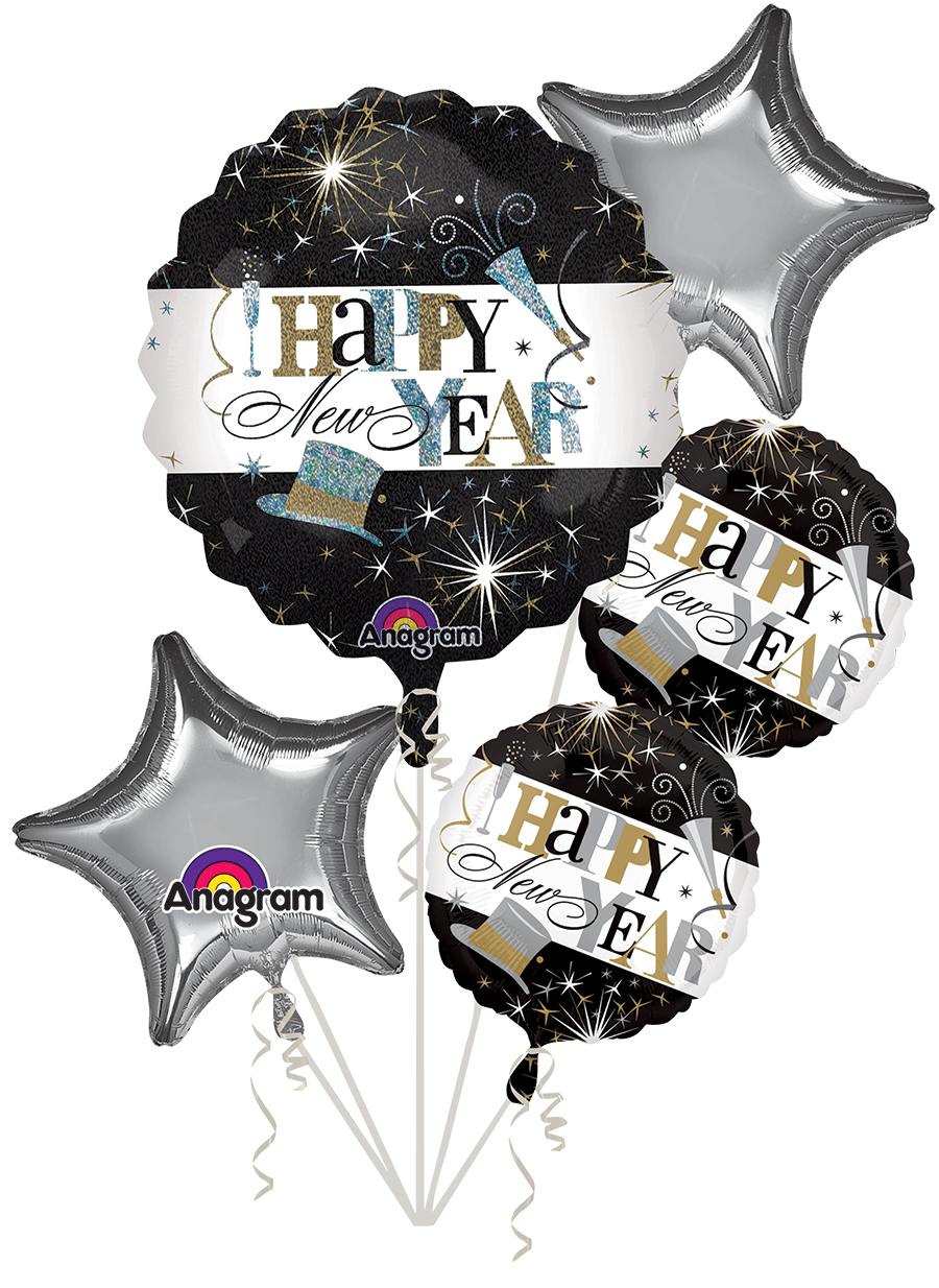 HNY Elegant Celebration - Bouquet of Foil Balloons - Comes with 5 Balloons