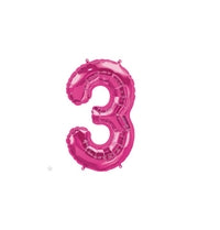 16in Number 3 - MAGENTA - Pkgd Foil Balloon