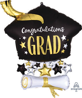 25in Satin Inf'd CAP & DIPLOMA (PKG) SuperShape Foil Balloon