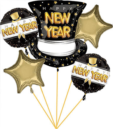 HNY Pop Clink Cheers - Bouquet of Foil Balloons - Comes with 5 Balloons