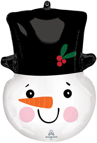 27in Smiley SNOWMAN Head (PKG) - SuperShape Foil Balloon