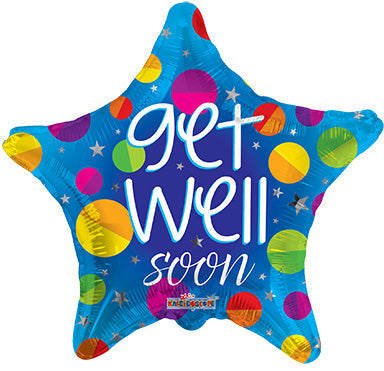 18in GET WELL Star-Star Shaped Foil Balloon