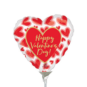 9in HVD BLUSH Lined Hearts - Foil Balloon (PK25) - Air Fill & Heat Seal ONLY