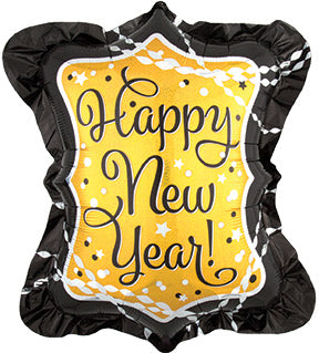 27in HNY Streamers & Sparkles (PKG)  Foil Balloon