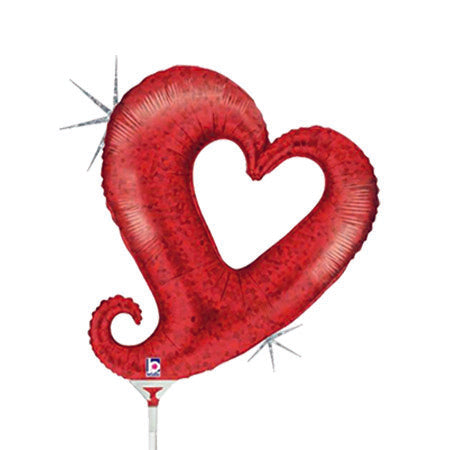 14in Chain of Hearts RED - Pack of 10 - Holographic Mini Shape Foil Balloon