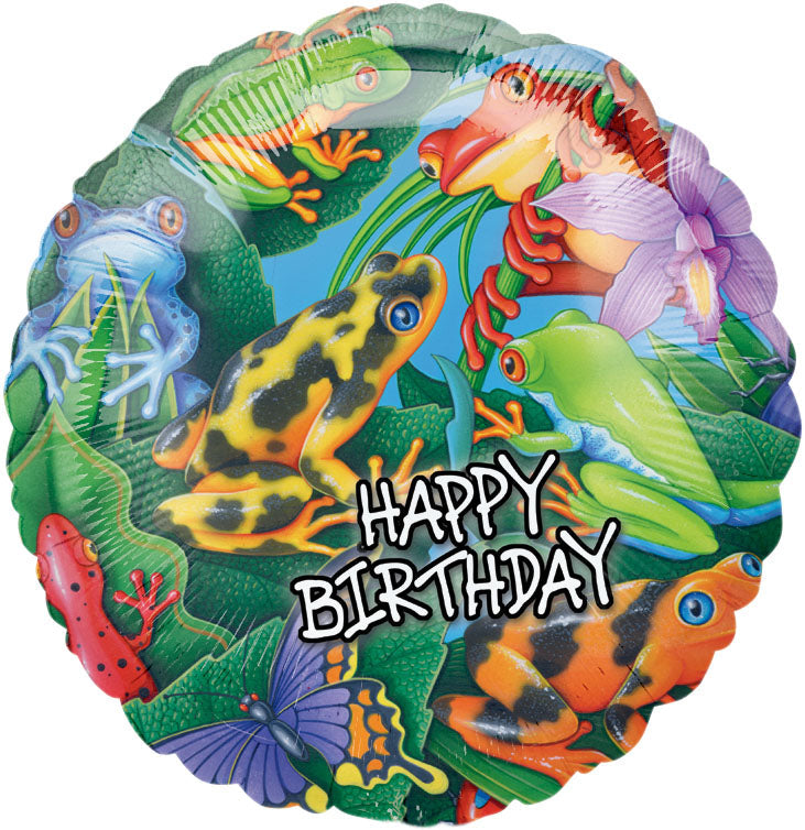 VLP18in Birthday Frogs & Lizards - Pack of 25 - Foil Balloon