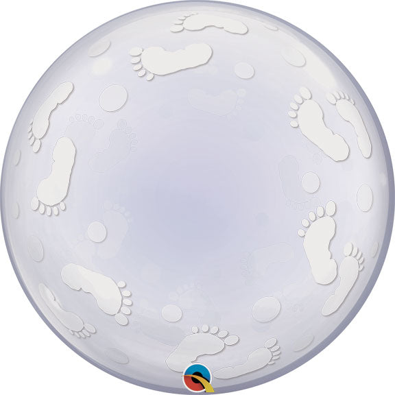 24in DECO BUBBLE Baby Footprints - Vinyl Balloon (PKG)