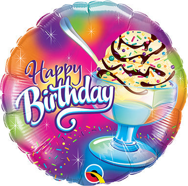 18in BIRTHDAY Ice Cream Sundae - Foil Balloon - Pack of 20