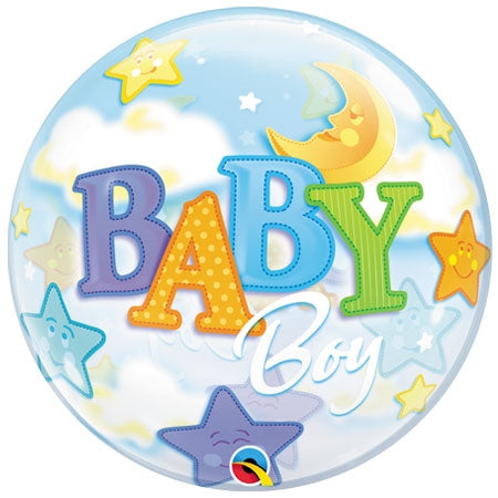 22in BUBBLES Baby BOY Moon & Stars (Pkg)