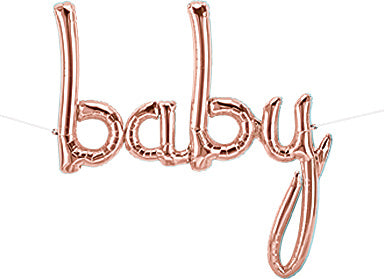 46in BABY Script - ROSE GOLD - Pkgd Foil Balloon - Air Fill ONLY