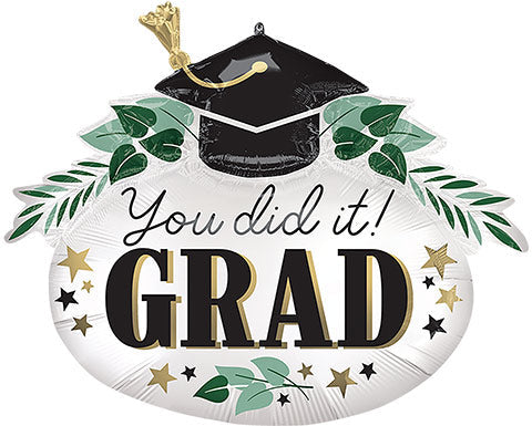 34in You Did It! GRAD Cap with Ivy (PKG) SuperShape Foil Balloon