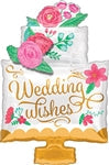 30in WEDDING Wishes CAKE Holographic - SuperShape Foil Balloon (PKG)