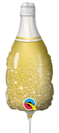 14in Gold Bubbly WINE BOTTLE - Foil Balloon - Pack of 10 **Air Fill Only**