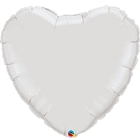 36in WHITE Heart Qualatex Foil Balloons - Pack of 5